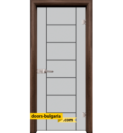 Стъклена интериорна врата, Gravur G 13-6, каса Орех